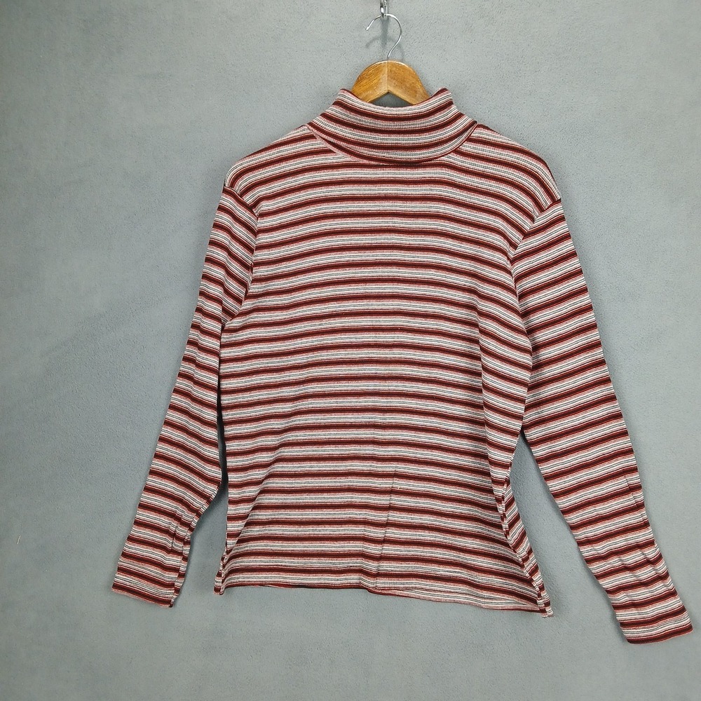 Canyon‎ River Blue Sweater Womens XL Multicolor Striped Tight Knit Turtleneck